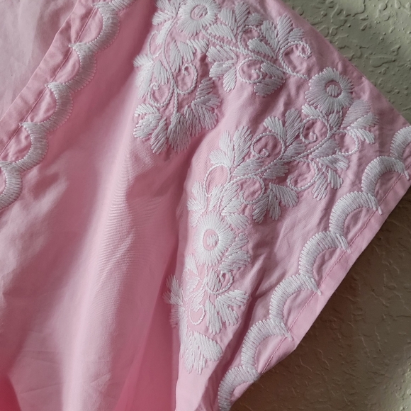 Madewell Pink Embroidered Side Tied Wrap Top Blouse Cotton Size S ? - Picture 10 of 12